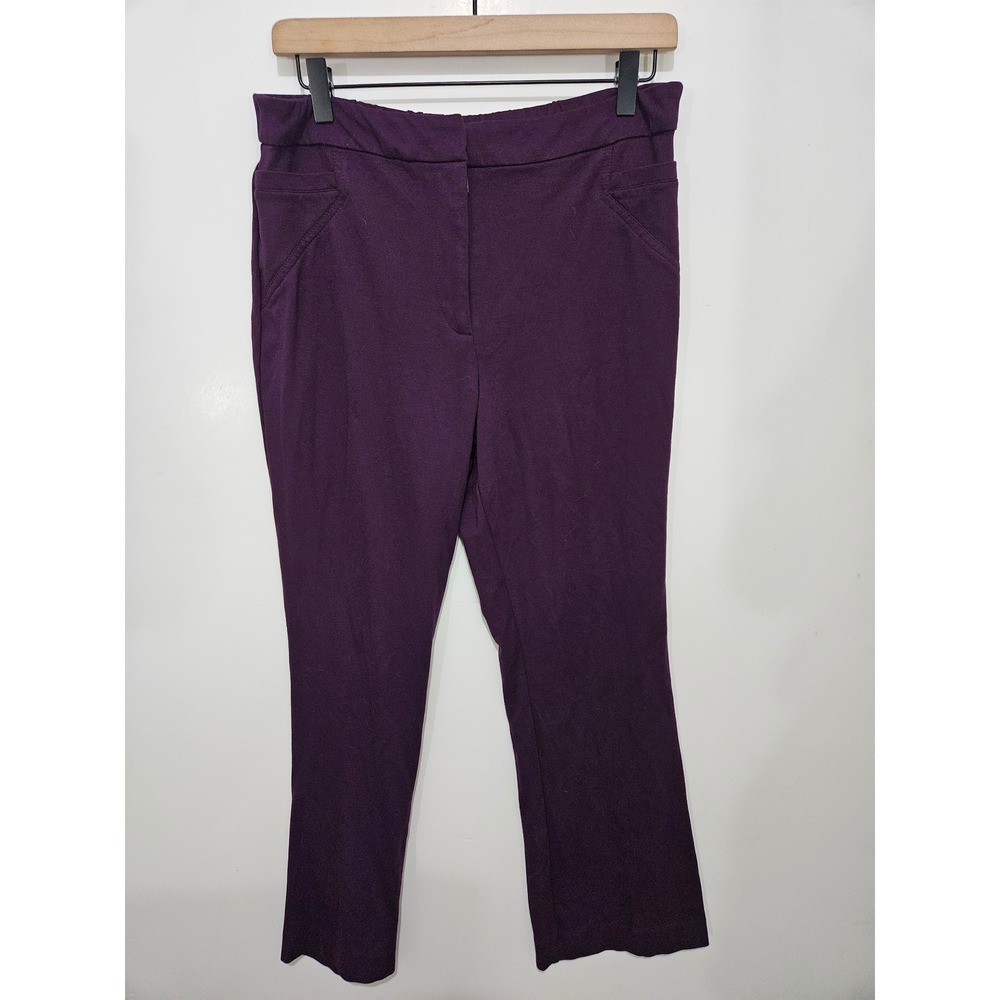 Susan Graver Purple Liquid Knit Pull On Straight Leg Pants Womens 12P Petite